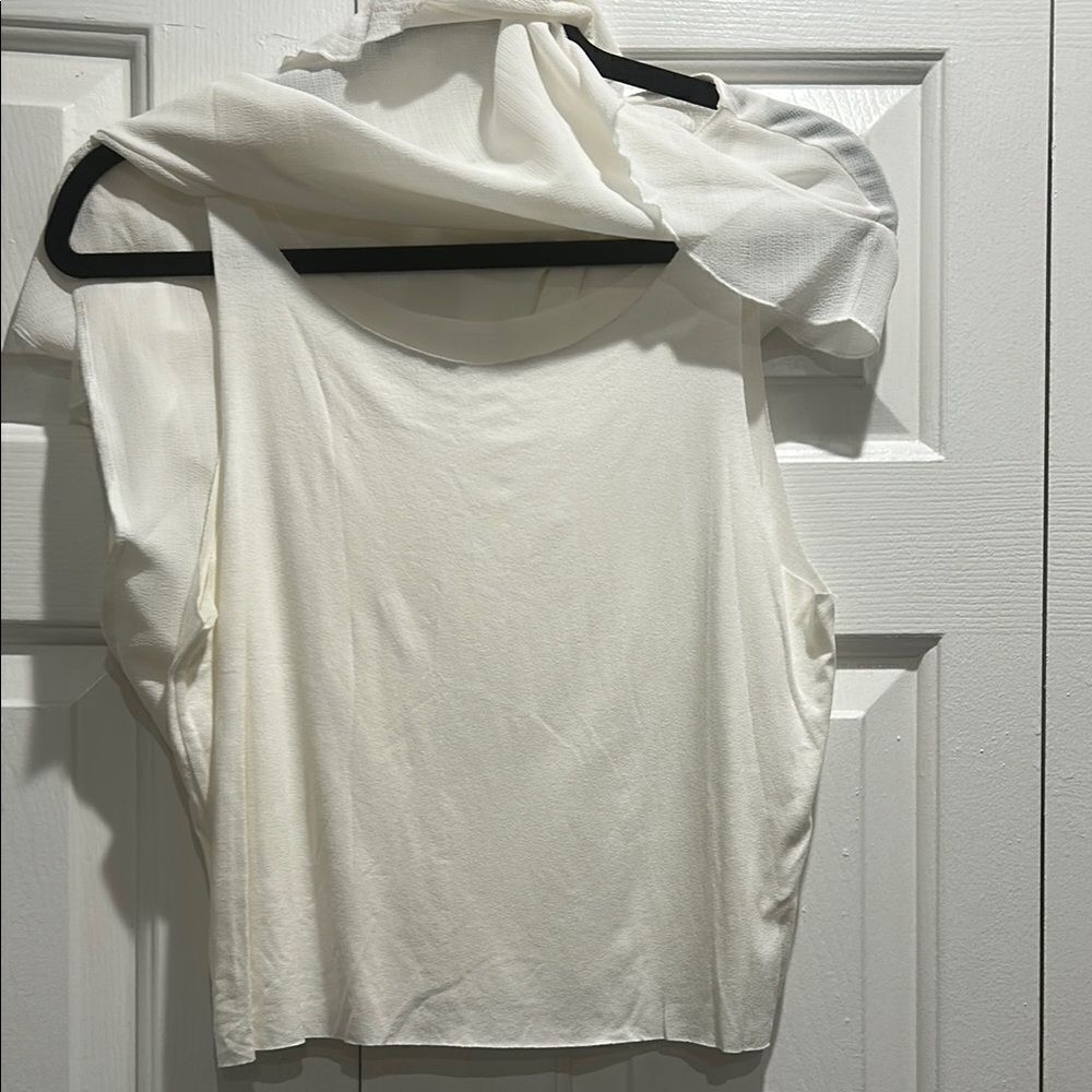 Zara White Ruffle Sleeve Top, XS - Picture 4 of 7